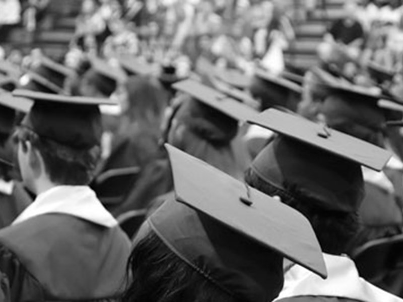 Stock photo of a crowd of graduates